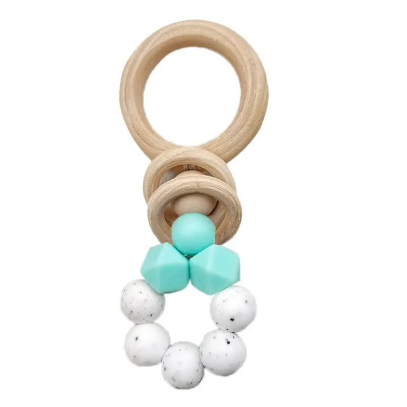 3 Прорезыватель для зубов для новорожденных, детская игрушка для коренных зубов, Пищевая силиконовая деревянная погремушка, зубной гель, мягкая, комфортная, для младенцев, 85WA - Цвет: 3