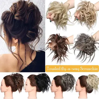 

LISI GIRL Messy Elastic Wrap Wrapped Hair Ponytail Hair Ring and Natural Synthetic High-Fiber Curly Ponytail
