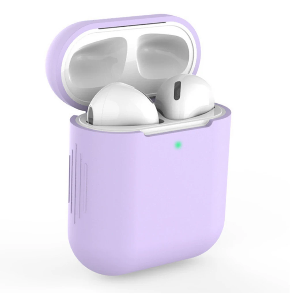 Для AirPods ТПУ силиконовый Bluetooth беспроводной чехол для наушников Защитный чехол Аксессуары для Apple Airpods зарядная коробка - Цвет: Light purple