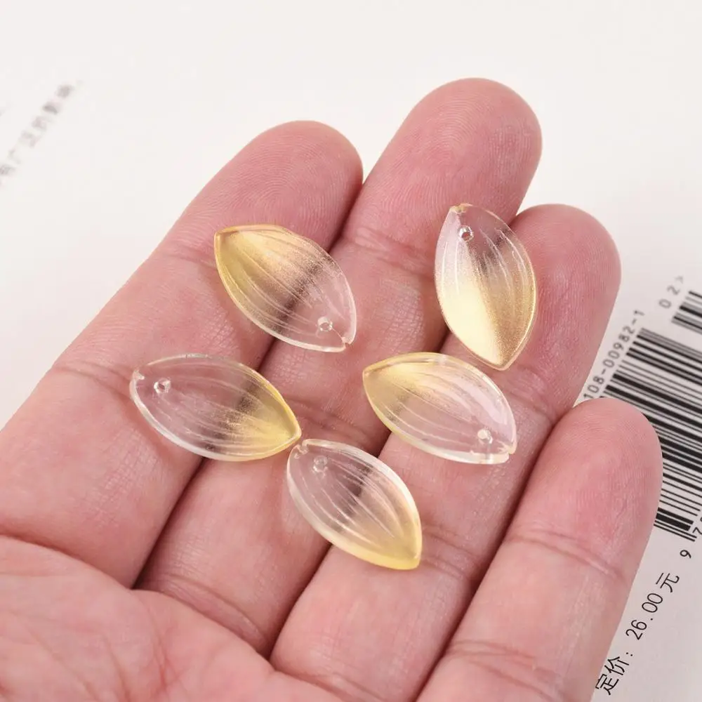 10pcs 21x12mm Leaf Petal Shape Crystal Glass Loose Crafts