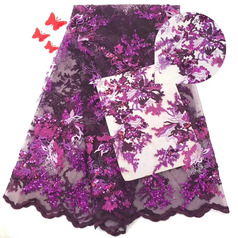 

2020 Guipure Embroidery Lace Fabric Rose Red Sequin Fabric Material Mesh Polyester African Clothes Gold Sequin Lace DHL Fastest