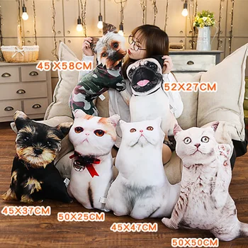 

LREA New cojines Plush Toy Cute Expression Simulation Cat and dog Pillow Bedroom Sofa Decorations Cushion