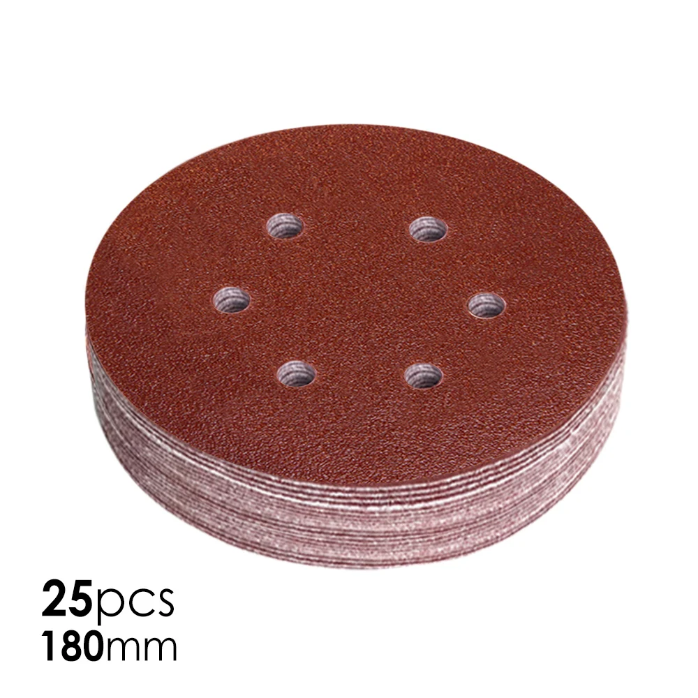 6" Sanding Discs Dura-180 Grit 17-Hole Hook and Loop for DA Sander 50pk 