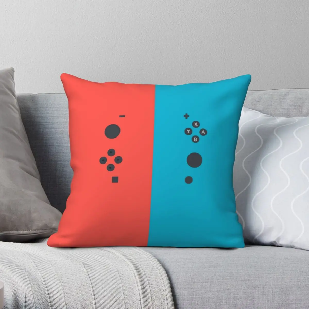 

Minimalist Joycon Pillowcase Polyester Linen Velvet Printed Zip Decor Throw Pillow Case Sofa Seater Cushion Cover