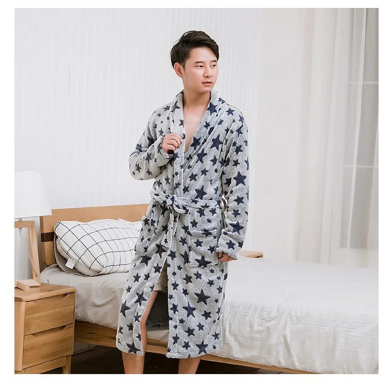 Мягкий теплый зимний фланелевый Халат, одежда для сна, плотное кимоно для влюбленных, халат, Женская Повседневная Домашняя одежда, Цветочная Пижама, домашняя одежда - Цвет: A12