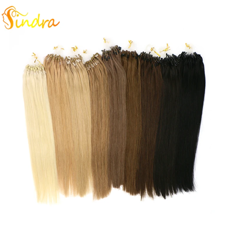 Sindra прямые петли Micro Ring Hair 100% человеческие link Remy наращивание волос 14 " 24" 50g