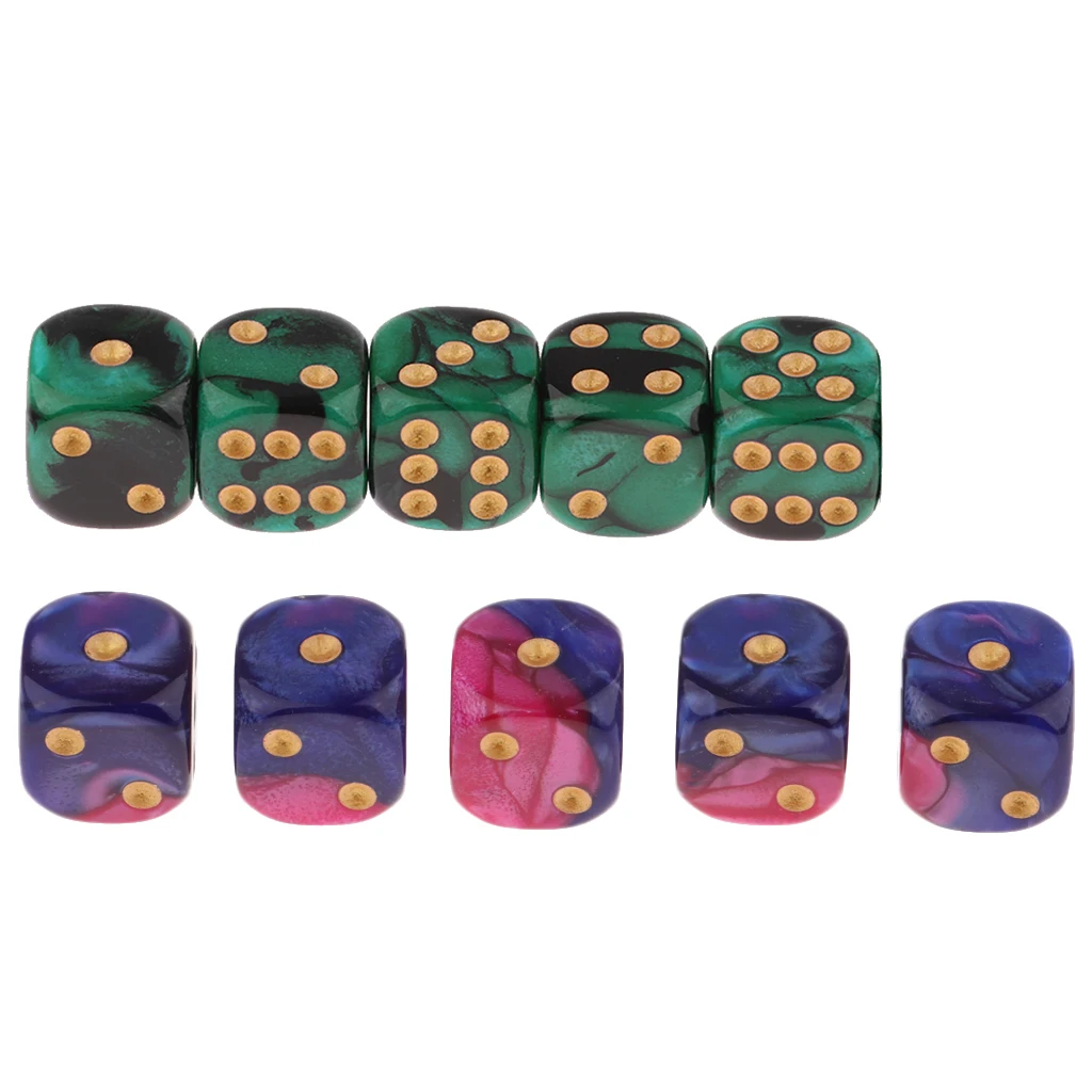 10Pieces 6-sided Game Dice 16mm Dice for Board Games and Teaching Math Multi-color