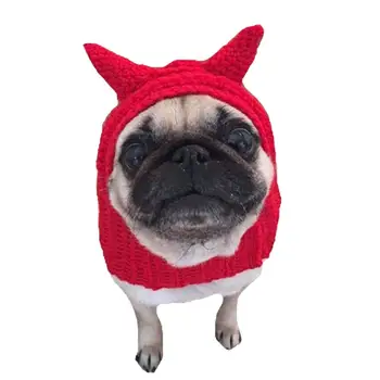 

Knitted Pet Hat Dogs Hats Winter Warm Pet Dog Cap Halloween Horn Pug Soft Washable Pet Headwear For Pet Dogs Accessories Fashion