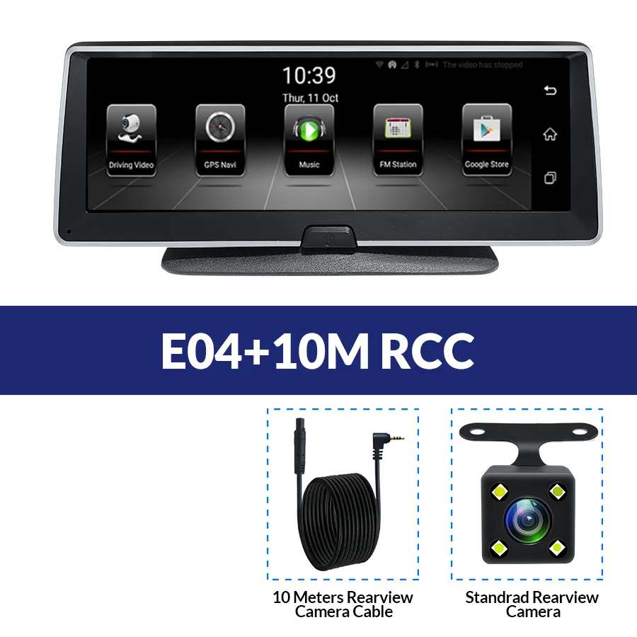 E-ACE E04 8 дюймов 4G Android двойной объектив Автомобильный видеорегистратор gps навигатор ADAS Full HD 1080P видеорегистратор авто видео регистратор навигационный рекордер - Название цвета: E04-10M RCC