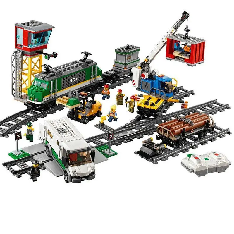 legoinglys Remote Control Passenger Train 02118 Building Blocks Brick Toy Compatible with Legoinglys 60198 City Cargo Train