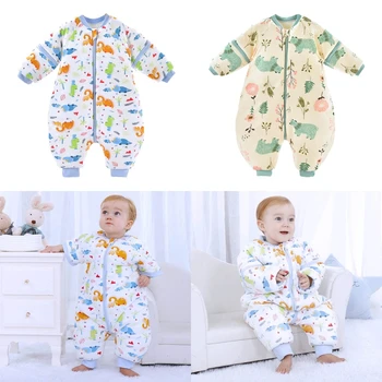 

Baby Straddle Sleeping Bag Detachable Sleeves Sleepwear Autumn Winter Thicken Warm Anti-kick Sleepsack Wearable Jumpsuit