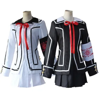 

Anime Vampire Knight Cosplay Costume Yuki Day Night Class Uniform Girls Cross Black white Jacket Shirt Dress Armband shoes set