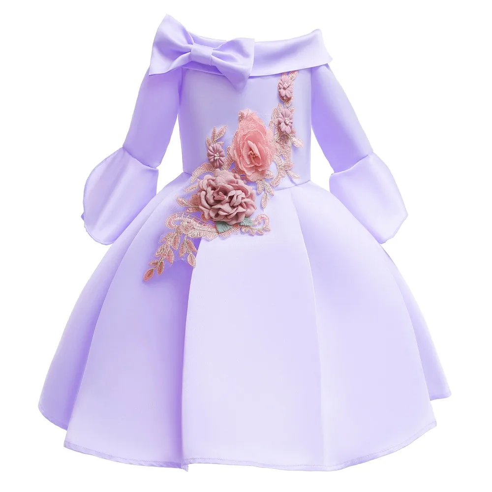Г. Зимнее Новогоднее красное платье для маленьких девочек платье принцессы для дня рождения Детские платья для девочек, Рождественская детская одежда, vestido - Цвет: Purple