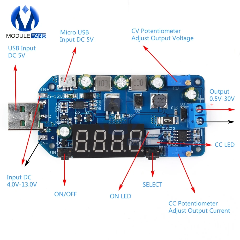 DC-DC CC CV Typ-C USB 5V zu 3,3V 9V 12V 24V 30V Netzteil 15W Einstellbare Step Up/Down Boost Buck Converter Modul Shell Fall – Detail 5