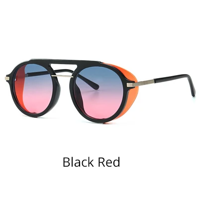 Ralferty стимпанк Солнцезащитные винтажные очки, ретро солнцезащитные очки для женщин и мужчин в стиле панк очки оттенки C599 - Цвет линз: Black Red