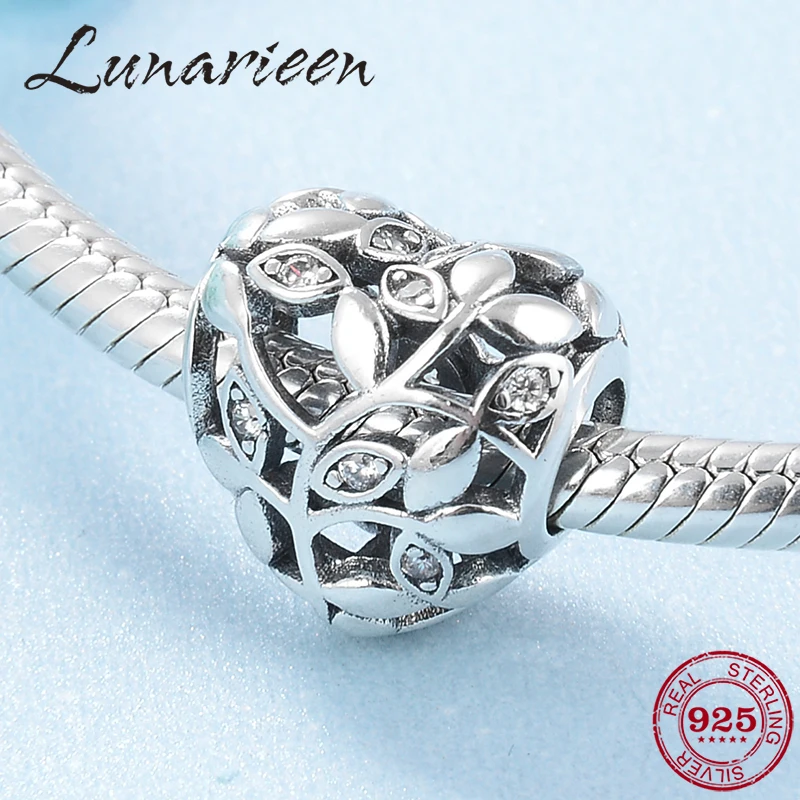 Горячая Распродажа подлинные 925 пробы серебряные бусины в форме сердца Древо жизни для изготовления ювелирных изделий, очаровательный браслет Пандора, модные подвески