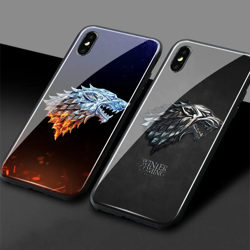

Game of Throne house Stark logo GOT Phone Case Tempered Glass Cover Soft Silicone For iPhone 5 5s Se 6 6s 7 8 Plus X XR XS MAX