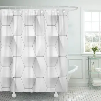 

Gray Hexagon White Geometric Origami Hexagonal 3D Rendering Creative Shower Curtain Waterproof Polyester Fabric 60 x 72 Inches