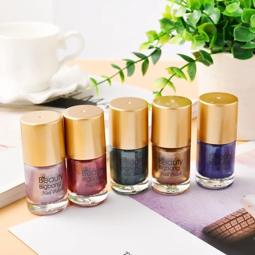 Голографический лак BeautyBigBang 9 мл для стемпинга ногтей золотистый синий красный