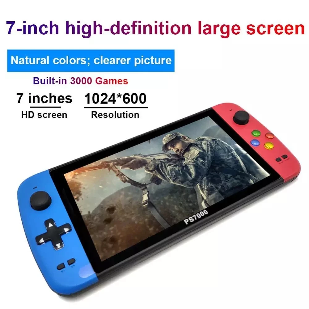 2022 Nuova Console Per Videogiochi Ps7000 Schermo Lcd Hd Quad-Core Da 7 Pollici 4000 + Giochi Console Di Gioco Retrò Lettore Di Giochi Portatile Porta