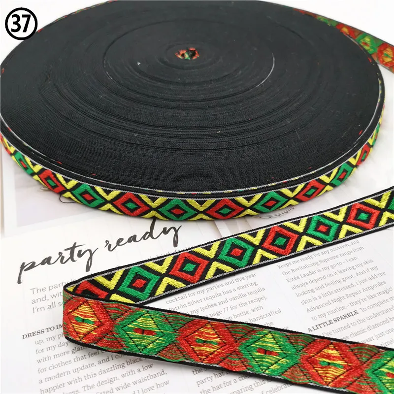 5 Yards 0.78 Inch 20MM Hundreds Styles Geometric Woven Jacquard Embroidered Ribbons DIY Apparel Wrapping Trim Sewing Accessories