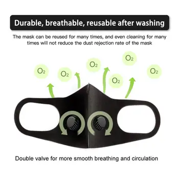 

Reusable Masks for adult Universal Sponge Dust-proof PM2.5 Washable durable Double valve mask