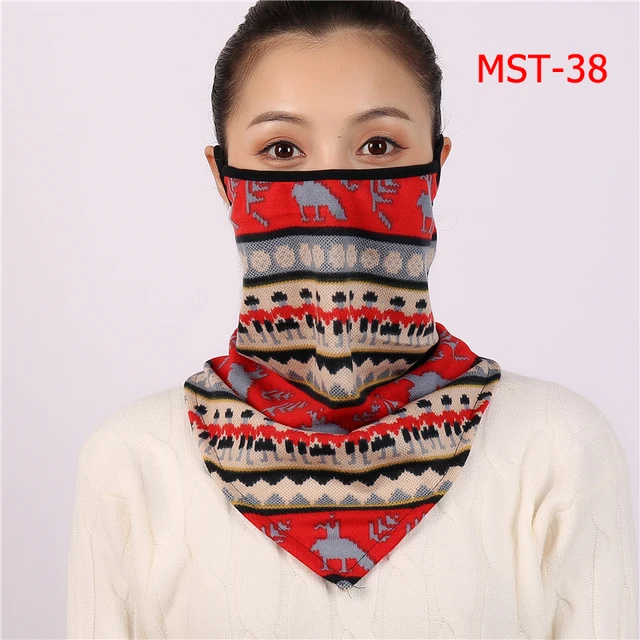 2021 Winter Face Mask Scarf Women Ring Neck Scarves Foulard Cotton Feeling Warm Fashion Print Men Outdoor Sport Unisex Bandana MST-38