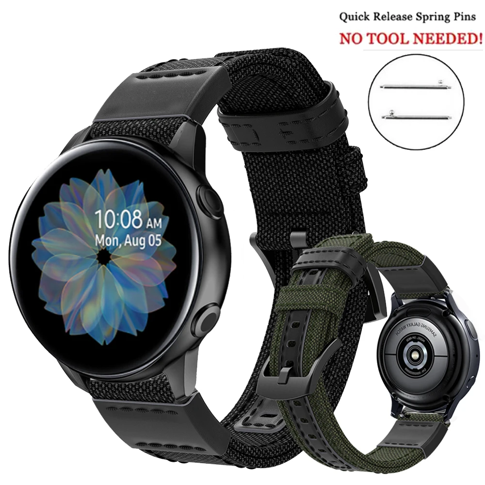 

L S size Active2 20mm Watch Band Strap for samsung active 2 40mm 44mm Woven Canvas Bracelet wrist strap for amazfit bip GTR GTS
