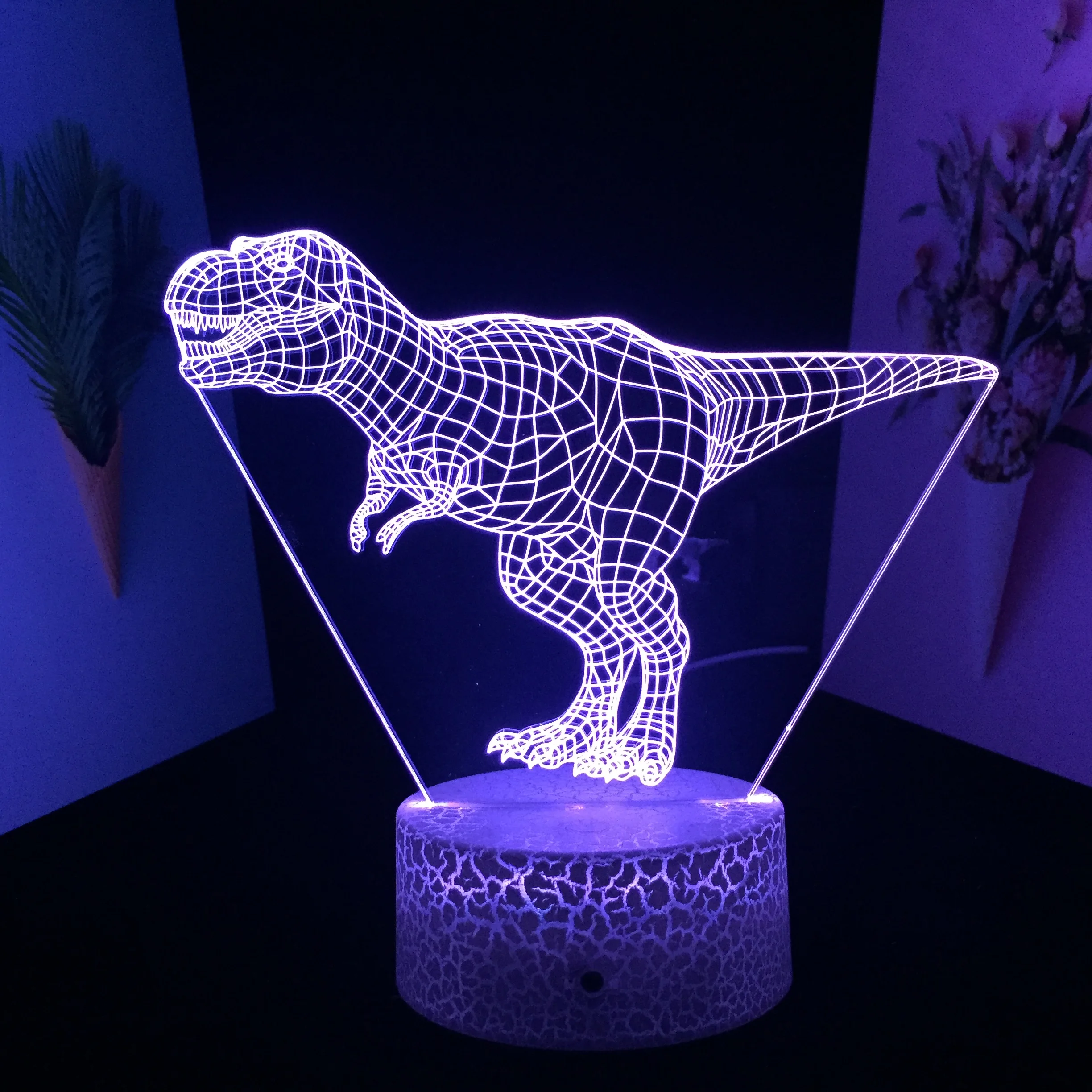Dinosaur Series Standing Small Tyrannosaurus 3D LED Lamp Acrylic Light Guide Plate Touch Switch for Festival Birthday Gifts | Лампы и