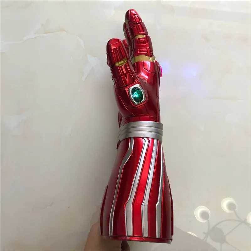 1:1 Железный человек перчатка светодиодный светильник Тони Старк танос Косплей латексные перчатки Гибкие пальцы супергерой оружие