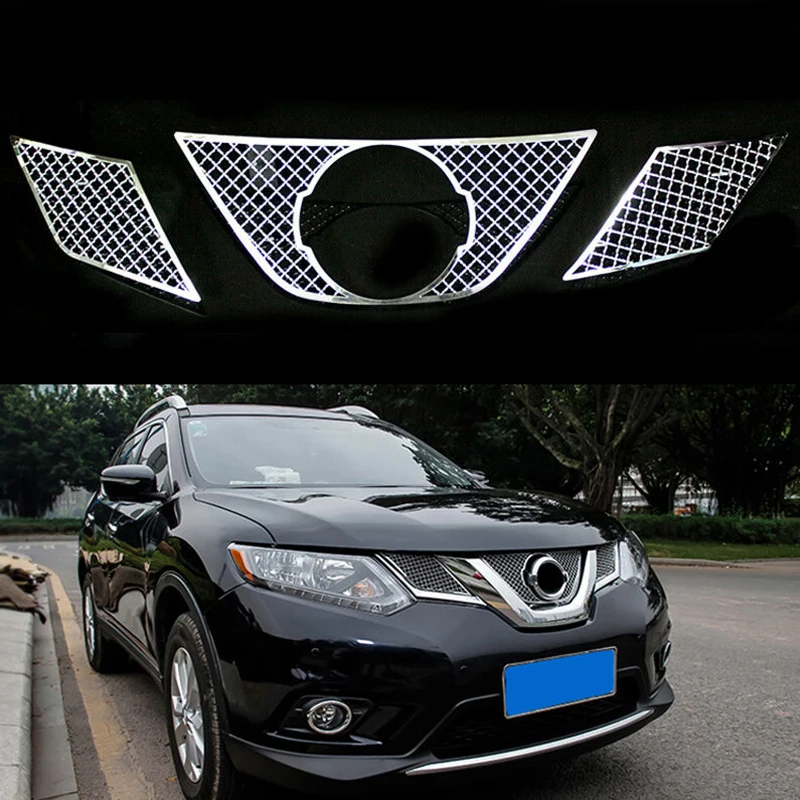 Для Nissan X-Trail нержавеющая сталь Наружная ПЕРЕДНЯЯ РЕШЕТКА решетка сетка формовочная крышка отделка сетка для скрининга насекомых 3 шт