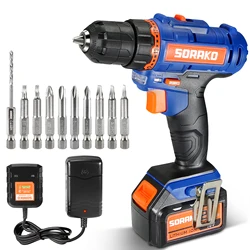 Furadeira sem fio elétrica sorako SDD18D1 18V chave de fenda mini bateria de lítio íon sem fio