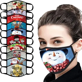 

Christmas Mask Washable Earloop Face Mask Print Breathable Dust Mouth Masks Anti Pollution Wind Proof Mouth Cover PM2.5 masques