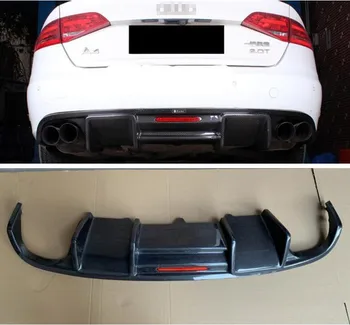 

Carbon fiber Rear Bumper Lip Spoiler Diffuser Cover For Audi A4 B8 Standard Non Sline 2009 2010 2011 2012 Year(With Lamp)