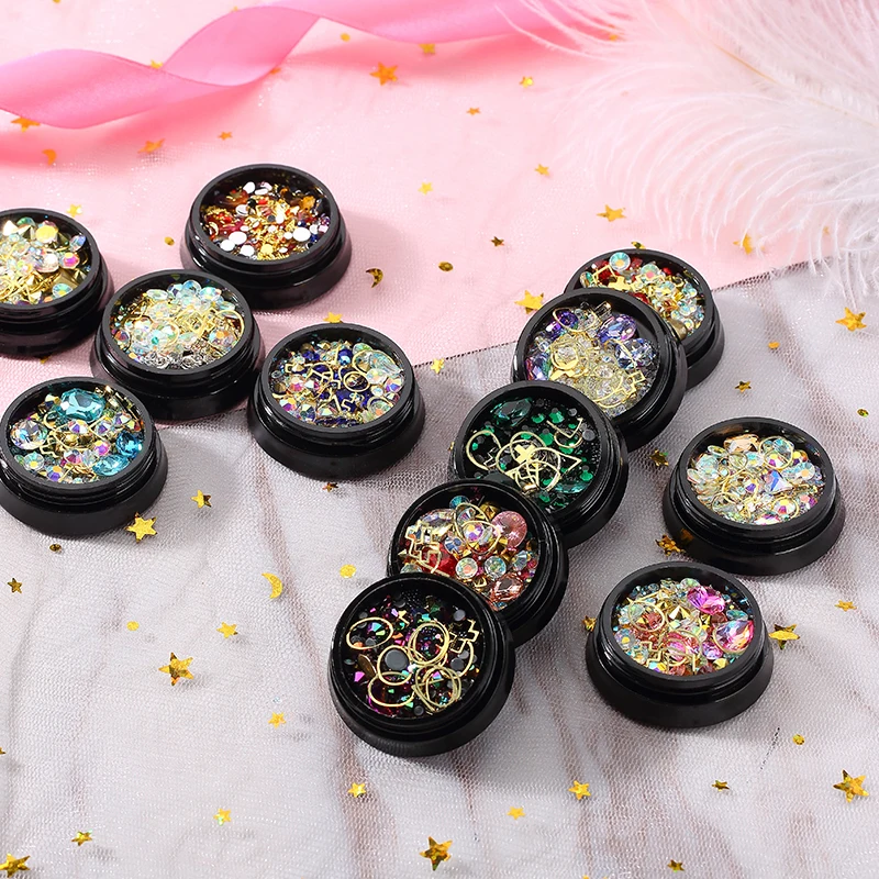 

MORDDA 12 Style Crystals Mix Rhinestone Decoration For Nails Design Crystal Nails Art Decorations 3D Nail Jewelry For Manicurea