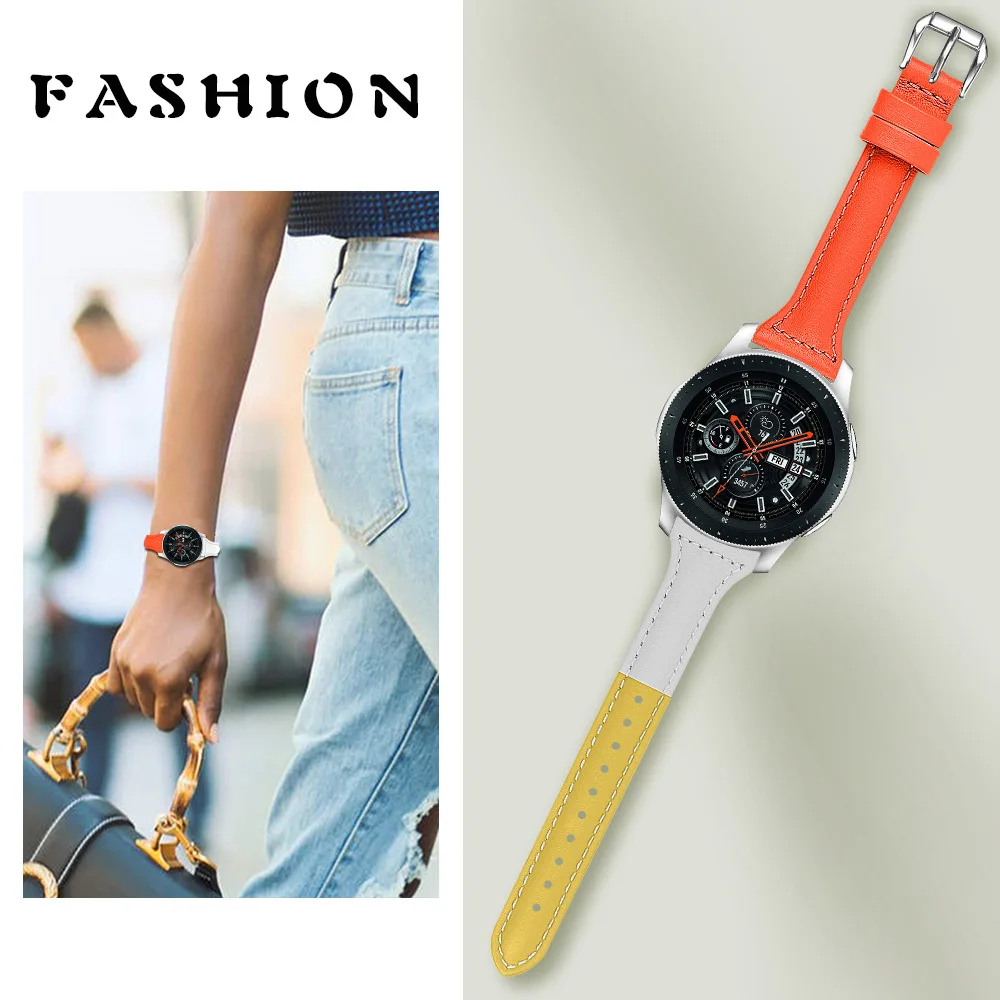 Модный Цветной ремешок для samsung Galaxy watch 46 мм сменные браслеты 22 мм спортивные часы с кожаным ремешком ремешки