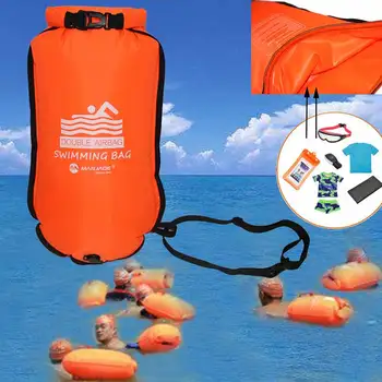 

20L Inflatable Open PVC Swimming Buoy Tow Float Dry Bag Double Air Bag with Waist Belt for Swimming Water Sport Safety bag