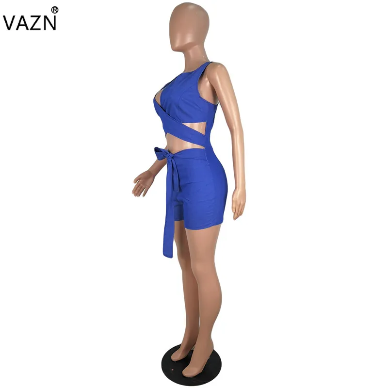 VAZN/YY-5054, хит, горячая Распродажа, сексуальная открытая Новинка, модная синяя бандажная повязка на шее, крест-накрест, женские костюмы
