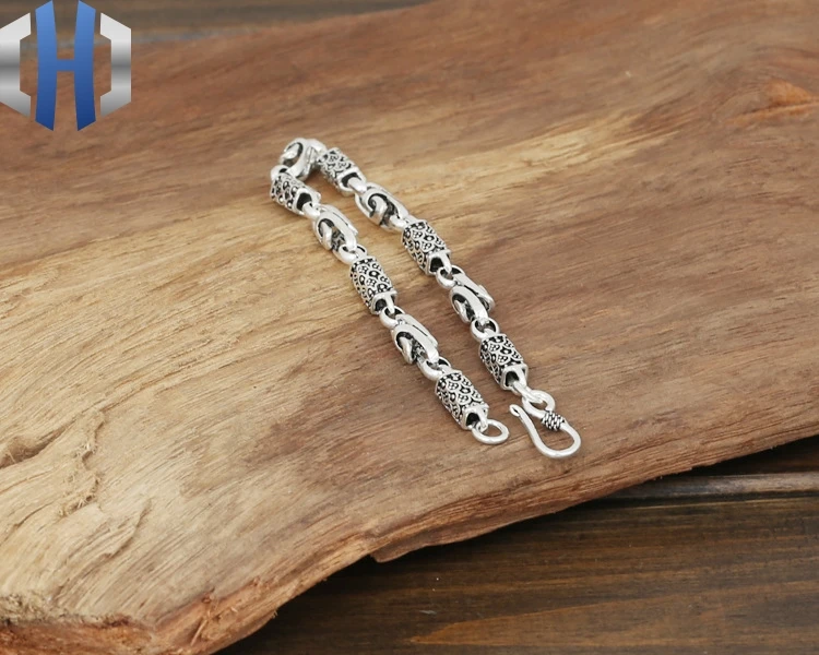 S925 стерлингового серебра ювелирные изделия Мужская Мода серебряные ювелирные изделия тайское серебро ручной работы квадратный Дракон Масштаб браслет из бамбука