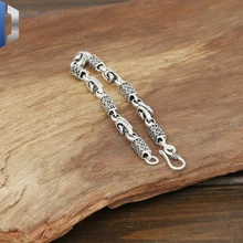 S925 стерлингового серебра ювелирные изделия Мужская Мода серебряные ювелирные изделия тайское серебро ручной работы квадратный Дракон Масштаб браслет из бамбука