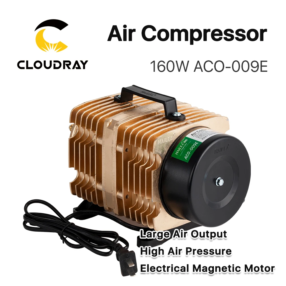 Cloudray 160 Вт Воздушный Компрессор Электрический магнитный воздушный насос для CO2 лазерной гравировки и резки ACO-009E