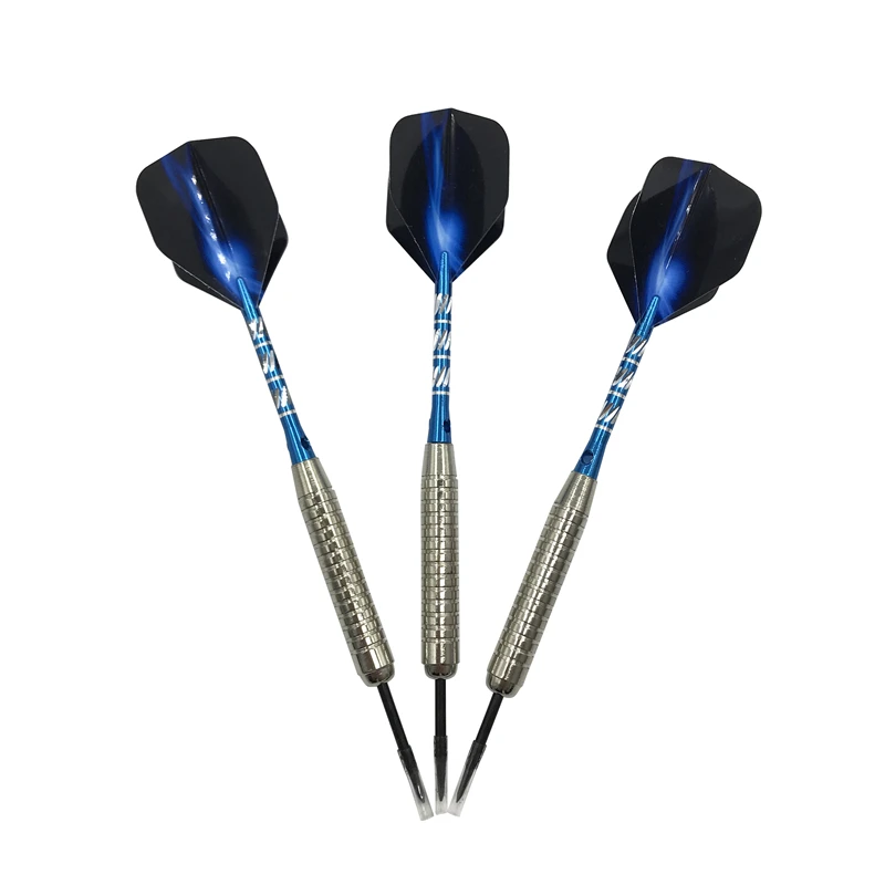цена Dart 3Pcs Hard Darts Accessories High-quality Sports Goods 22g Standard Steel Tip Darts Blue AL Darts Shafts Aurora Wing Dardos