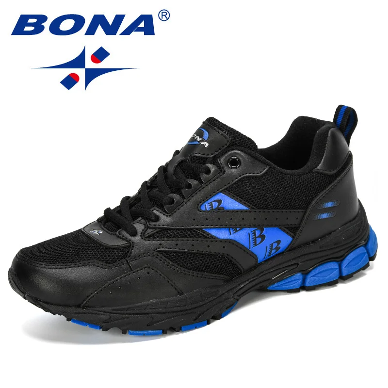 Black royal blue BONA/Новинка года; дизайнерская популярная стильная обувь для мужчин; повседневная обувь из яловичного спилка; Мужская обувь; zapatillas hombre; Zapatos De Hombre - Цвет: Black royal blue