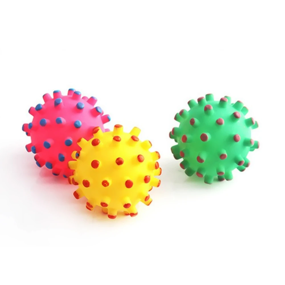 Random color Забавные товары для домашних животных, игрушки для кошек, собак, резина для жевания, мягкий колючий шар, пищащий звук, устойчивые к укусам, игрушки для щенков больших и маленьких собак - Цвет: Random color