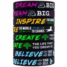 1 шт. Dream Inspire Create Believe вдохновляющие браслеты мотивационные сообщения силиконовые браслеты дамские размеры праздничные ювелирные изделия