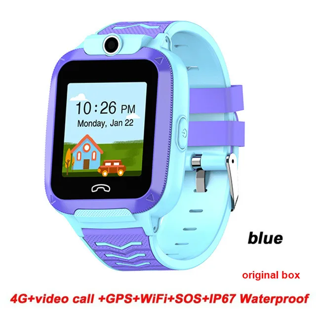 BLUE Q51 4G Детские Смарт-часы IP67 водонепроницаемые часы Видеозвонок телефон SOS Вызов умные часы Детские умные часы gps часы pk DF39Z - Цвет: BLUE