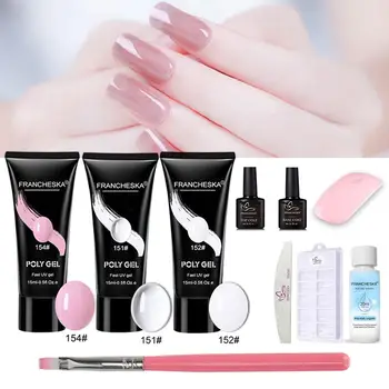 

Poly Gel Varnish Nail Polish Set With Lamp Poly Gel Quick Builder Extension Enhancement LED UV Gel Polish Nail Art Brush Kits
