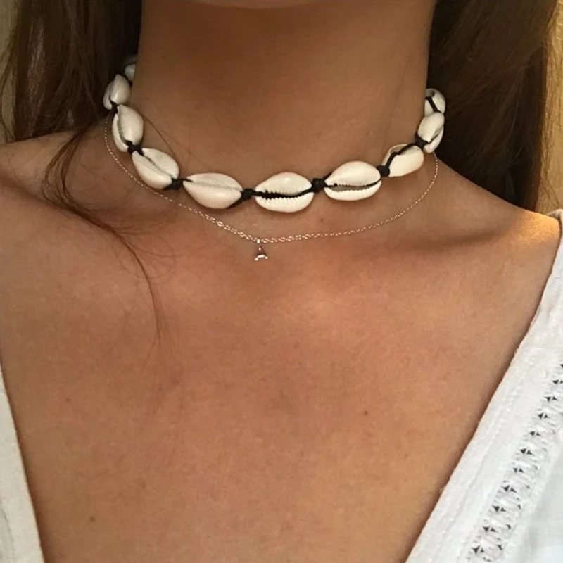 Alojamiento Delicioso suéter Collar de conchas naturales bohemias para mujer, gargantilla de conchas,  encanto de cauri, playa, verano, joyería _ - AliExpress Mobile