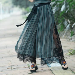 Jupe pantalon en dentelle à jambes larges pour femme, tenue ample, décontractée, nouvelle collection été 