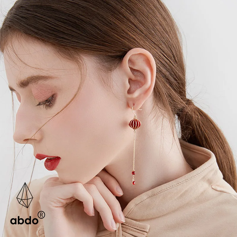 1 Pair of Chinese Style Earrings Creative Lantern Tassel Eardrops Long Elegant Ear Jewelry for Women Ladies | Украшения и